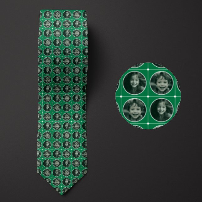 Green Round 2-Photo Pattern Neck Tie (Creator Uploaded)
