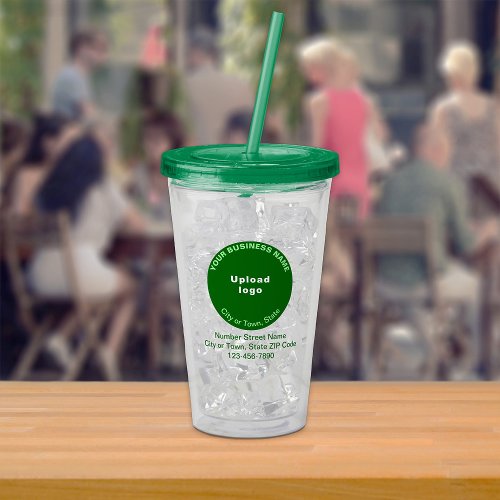 Green Round Business Brand on Acrylic Tumbler