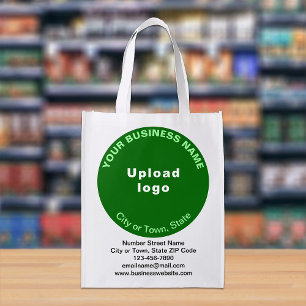 Green Round Business Brand on Single-Sided Print Grocery Bag