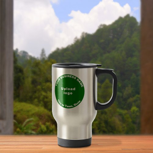 Green Round Business Brand on Stainless Travel Mug