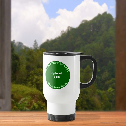 Green Round Business Brand on Travel Mug