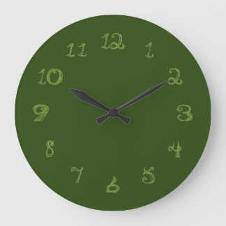 green round clock with fabric shape numbers