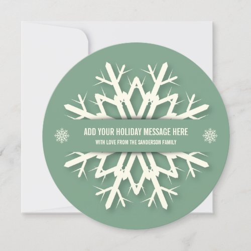 Green Round Hangable Snowflake Christmas Photocard Holiday Card