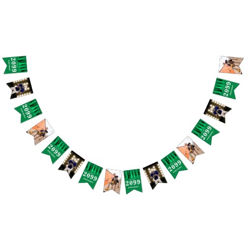 Green Row of Tassels Photo Graduation Bunting Flags