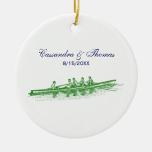 Green Rowing Rowers Crew Team Water Sports Ceramic Ornament