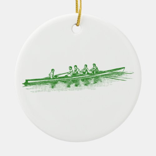 Green Rowing Rowers Crew Team Water Sports Ceramic Ornament
