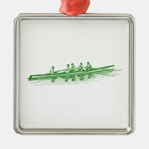 Green Rowing Rowers Crew Team Water Sports Metal Ornament