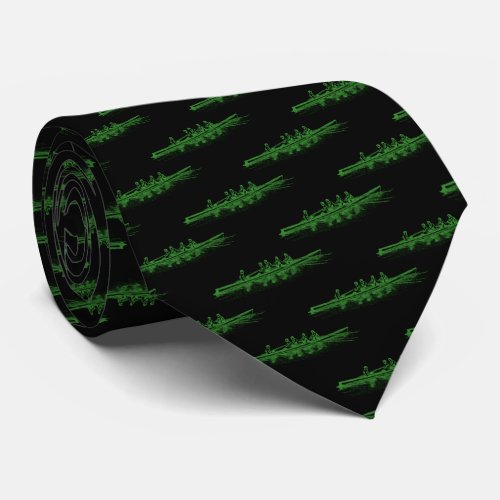 Green Rowing Rowers Crew Team Water Sports Neck Tie