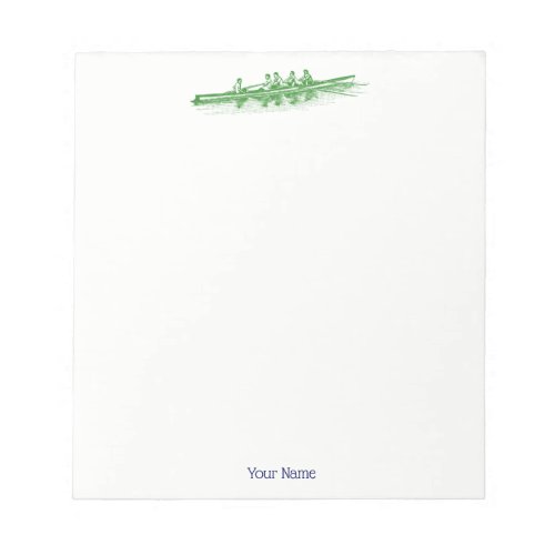 Green Rowing Rowers Crew Team Water Sports Notepad