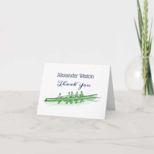Green Rowing Rowers Crew Team Water Sports Thank You Card