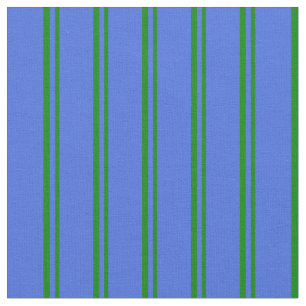 Green & Royal Blue Lines Fabric