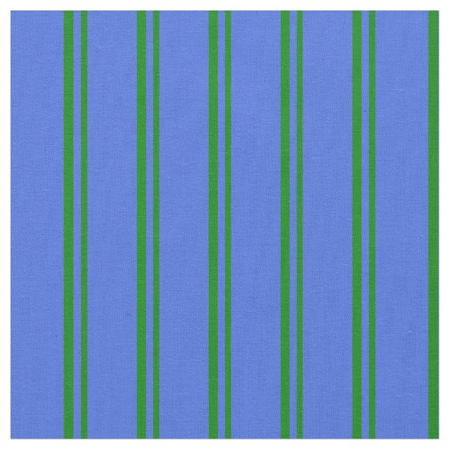 Green & Royal Blue Lines Fabric (Close Up)