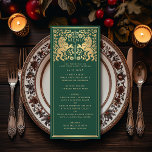 Green Royal Lion Medieval Sword Wedding Flat Menu<br><div class="desc">Celebrate your special day with this Royal Medieval Lion Wedding design. Gold featured in this design is not real foil. You can customize this further by clicking on the "PERSONALIZE" button.</div>