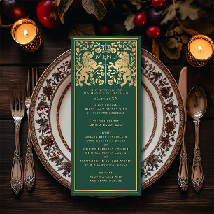 Green Royal Lion Medieval Sword Wedding Flat Menu