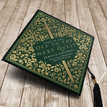 Green Royal Medieval Sword Next Quest Graduation Cap Topper<br><div class="desc">A classy medieval-inspired Graduation Hat Topper with a gold sword and florals with the text "Off to the Next Quest".</div>