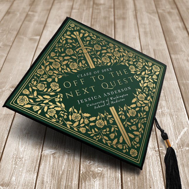 Green Royal Medieval Sword Next Quest Graduation Cap Topper (Creator Uploaded)