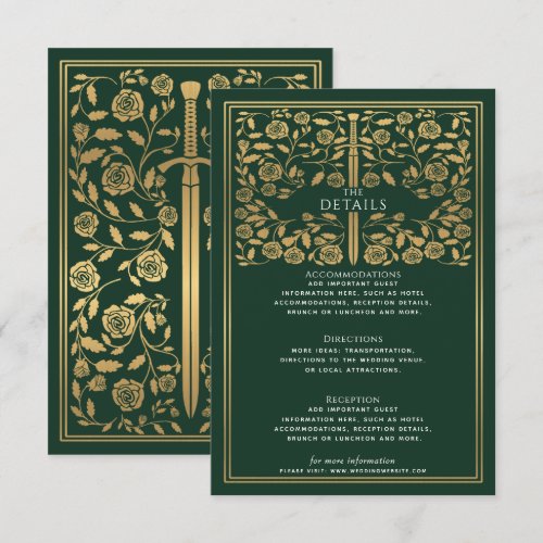 Green Royal Medieval Sword Wedding Details 