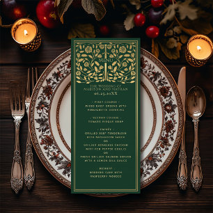 Green Royal Medieval Sword Wedding Flat Menu