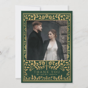 Green Royal Medieval Sword Wedding Thank You Card
