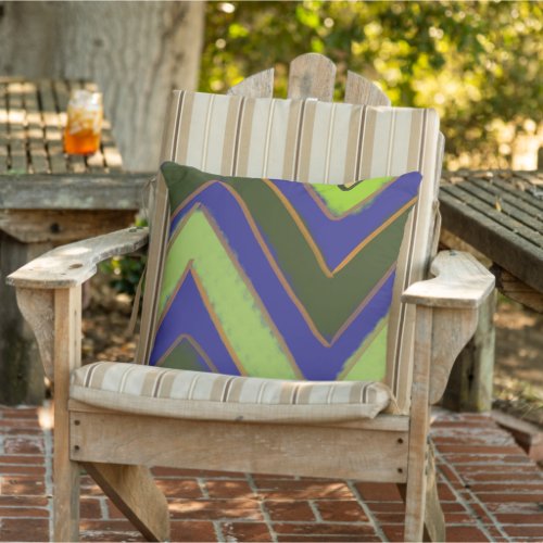 Green Royal Purple Artsy Outdoor Pillow