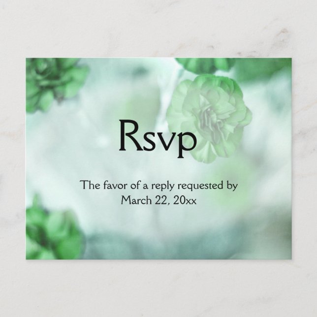 Green  RSVP w Entree Choices Invitation Postcard (Front)