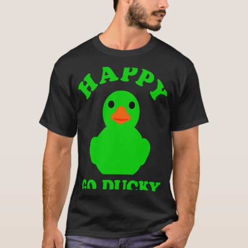 Green Rubber Duck Happy Go Ducky Pun St Patricks D T_Shirt