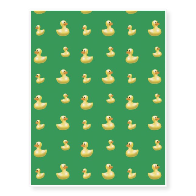 Green rubber duck pattern temporary tattoos (Front)