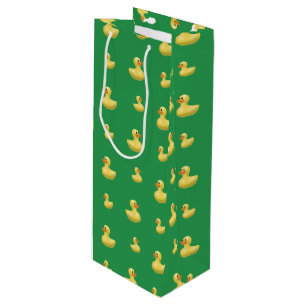Green rubber duck pattern wine gift bag