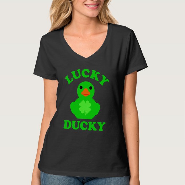 Green Rubber Duck Quack Four Leaf C Lucky Ducky  1 T-Shirt (Front)
