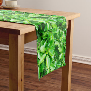 Green Rubber Tree Leaves, Table Runner