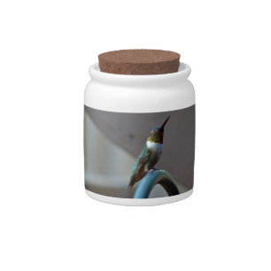 Green Ruby little Hummingbird Candy Jar