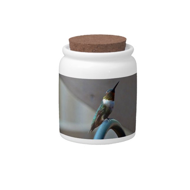 Green Ruby little Hummingbird Candy Jar (Front)