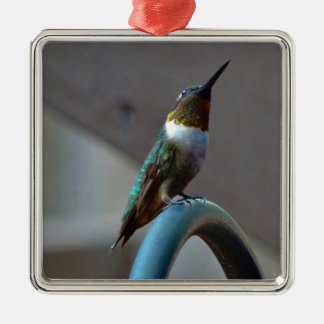 Green Ruby little Hummingbird Metal Ornament