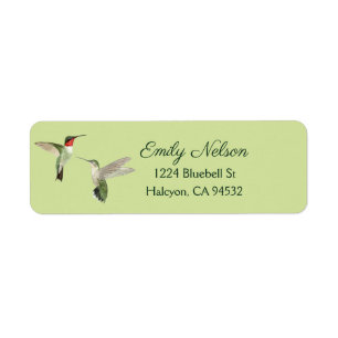 Green Ruby-throated Hummingbirds Return Address Label