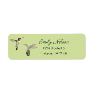 Green Ruby-throated Hummingbirds Return Address Label