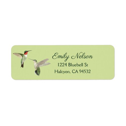 Green Ruby_throated Hummingbirds Return Address Label