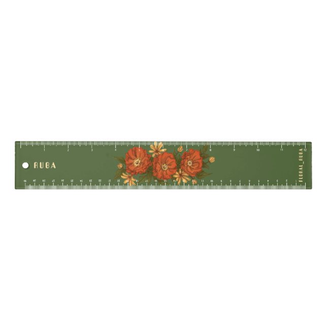 Green Ruler with red flowers  (Front)