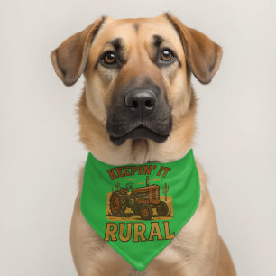 Green Rural Country Tractor Pet Bandana Collar