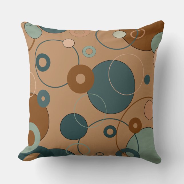 Green Rust and Clay Circles Throw Pillow (Front)