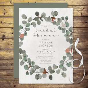 Green & Rust Eucalyptus Modern Bridal Shower Invitation