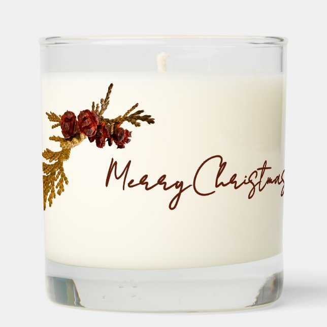 Green & Rust Fern with Pine Cones Message Scented Candle (Back)