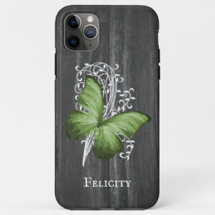 Green Rustic Butterfly Personalized iPhone 11 Pro Max Case
