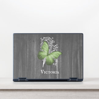 Green Rustic Butterfly Personalized HP Laptop Skin