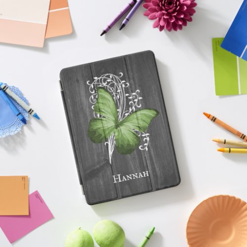 Green Rustic Butterfly Personalized iPad Pro Cover