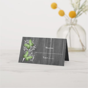 Green Rustic Butterfly Reception Place Card