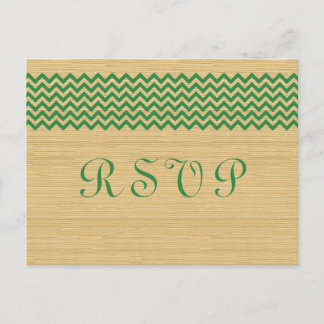 Green Rustic Chevron RSVP Postcard