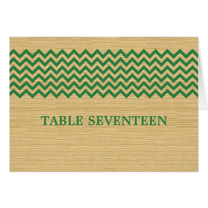 Green Rustic Chevron Table Number Card