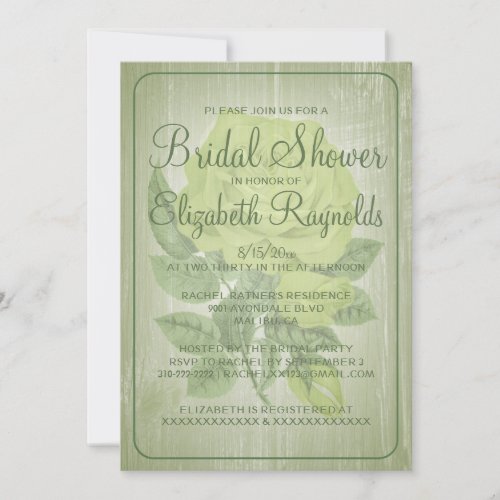Green Rustic Floral Bridal Shower Invitations