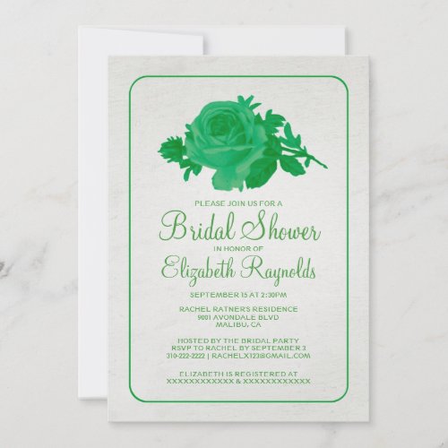 Green Rustic Floral/Flower Bridal Shower Invites