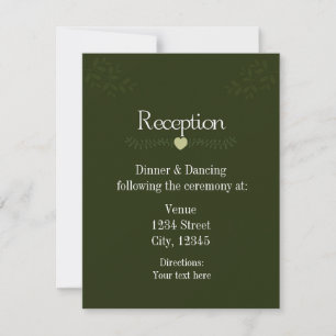 Green Rustic Forest Wedding Reception Card